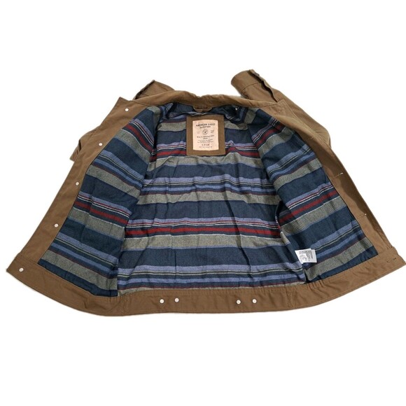 American Eagle “Waxed Style” Canvas Men’s Size Small Brown Trucker Jacket Coat - Picture 4 of 12